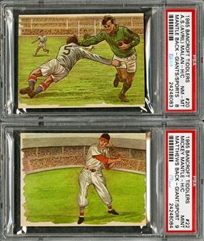 1965 Bancroft Tiddlers "Giants of Sports" Mickey Mantle/Front - PSA MINT 9 and Mickey Mantle/Back - PSA NM-MT 8 (2 Items)